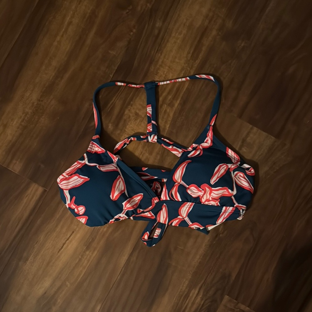 Carve Designs Navy and Coral Bikini Top